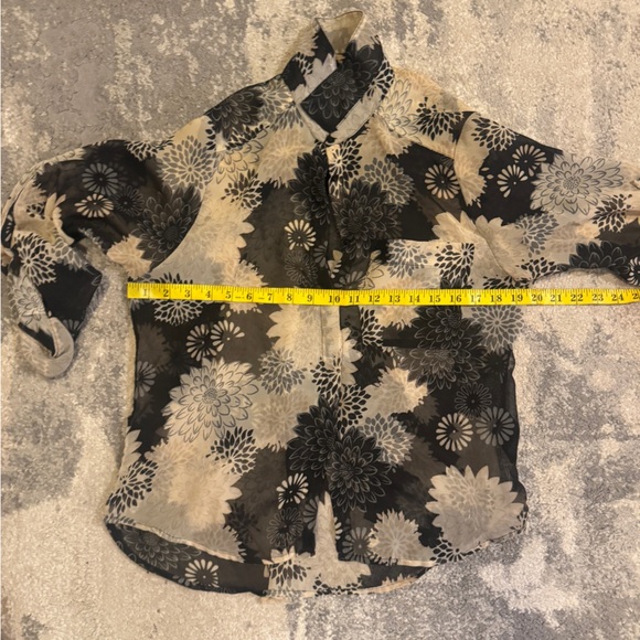 H&M See Through Floral Black and Tan  Women's Blouse - Picture 6 of 8